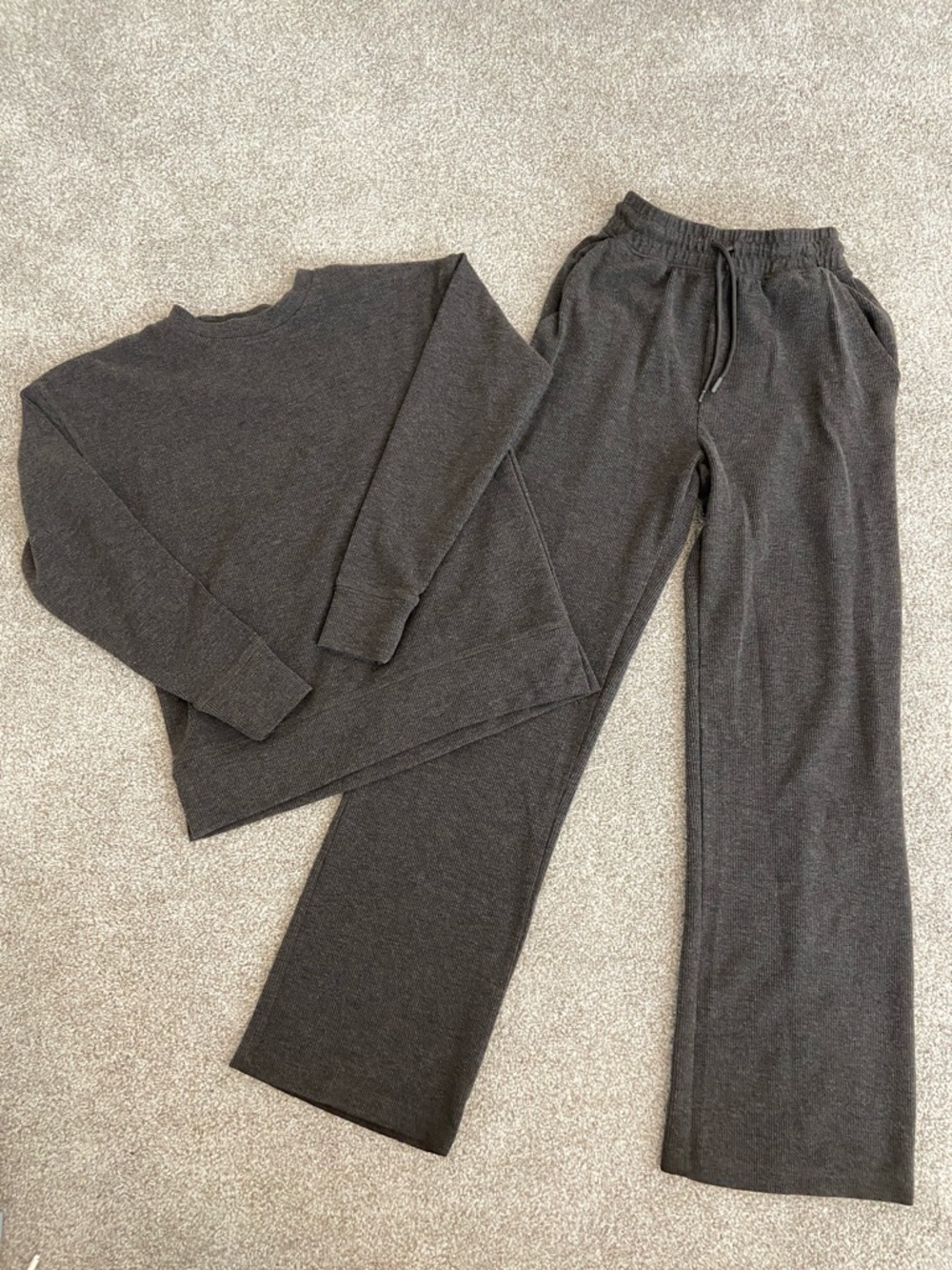 Jockey Brown Cozy Knit Loungewear Set - Sweatshirt & Drawstring Pants 🤎🫶🏻